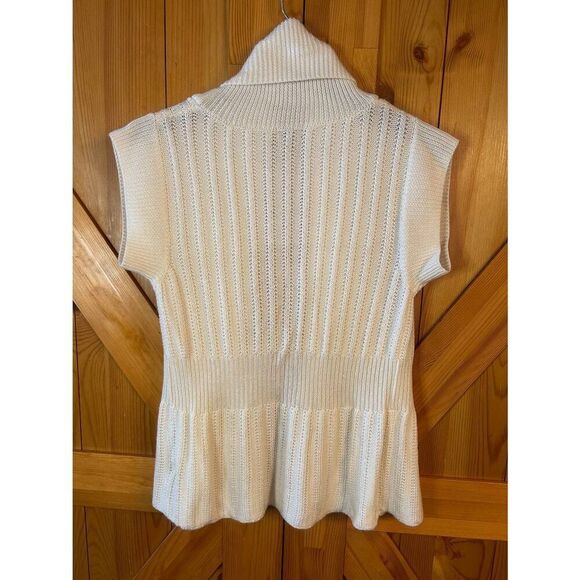 VINTAGE Maurices White Short Sleeve Button Knit Cardigan Size Medium (5242) - Picture 6 of 6